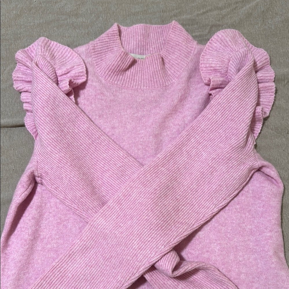 Loft pink ruffled sweater
